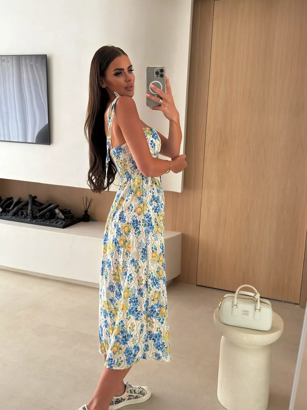 Printed Tie-Strap Midi Dress, image 19