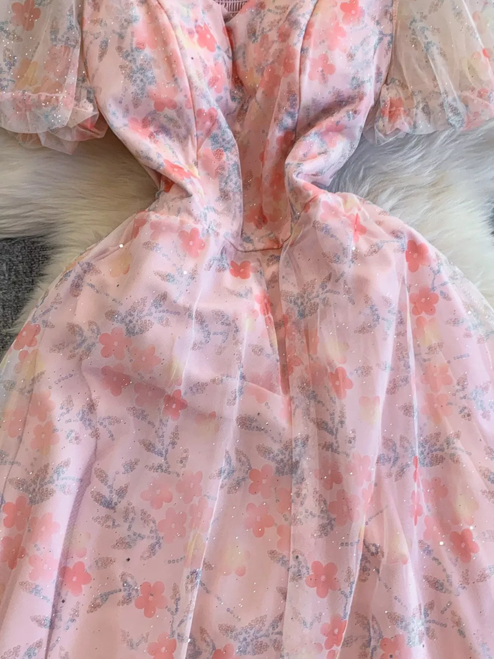 Sweetheart Neck Puff Sleeve Dress, image 19
