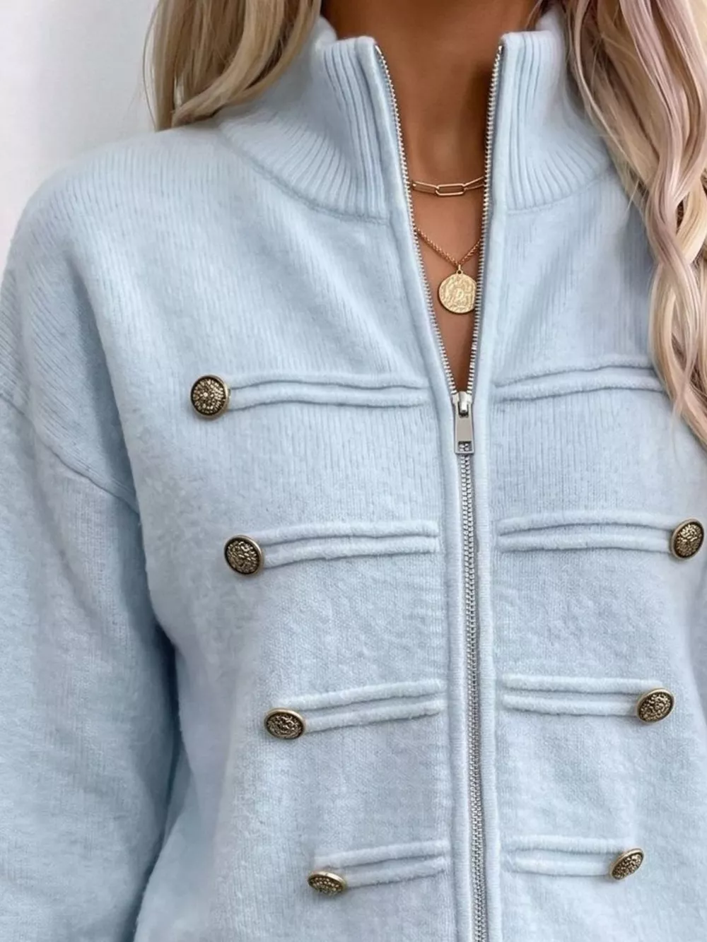 Zip-Up Long Sleeve Cardigan, image 2
