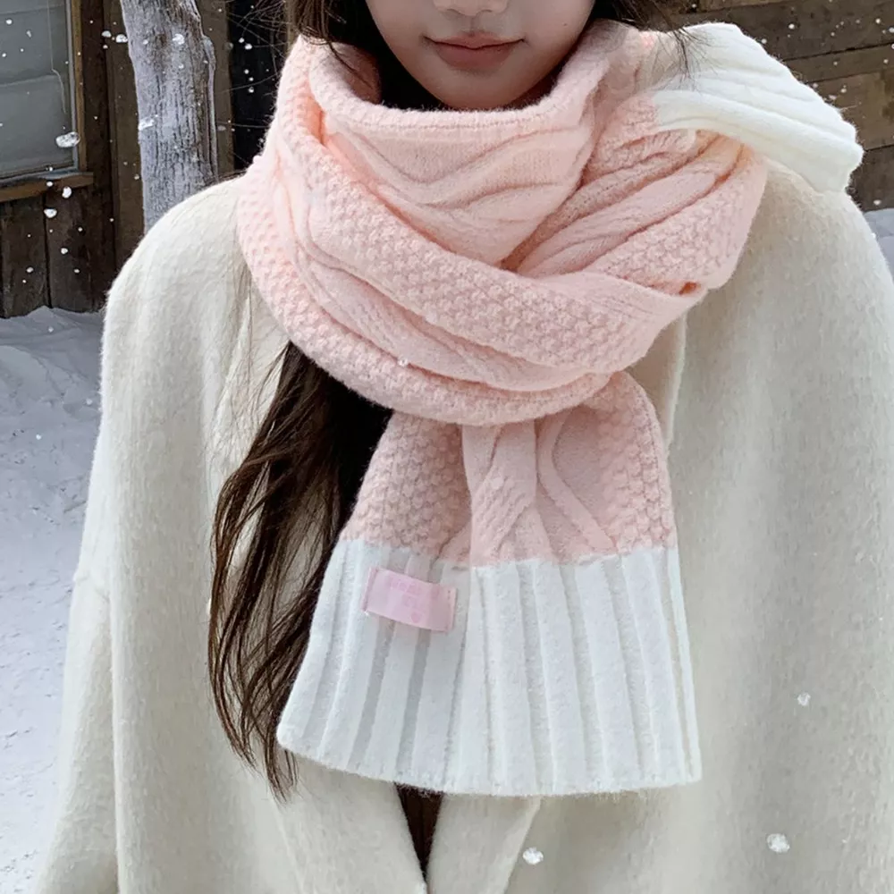 Two-Tone Cable Knitted Scarf, image 2