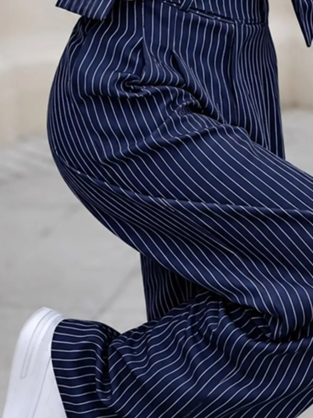 Striped Cropped Blazer and Wide-Leg Pants Two-Piece Set, image 6