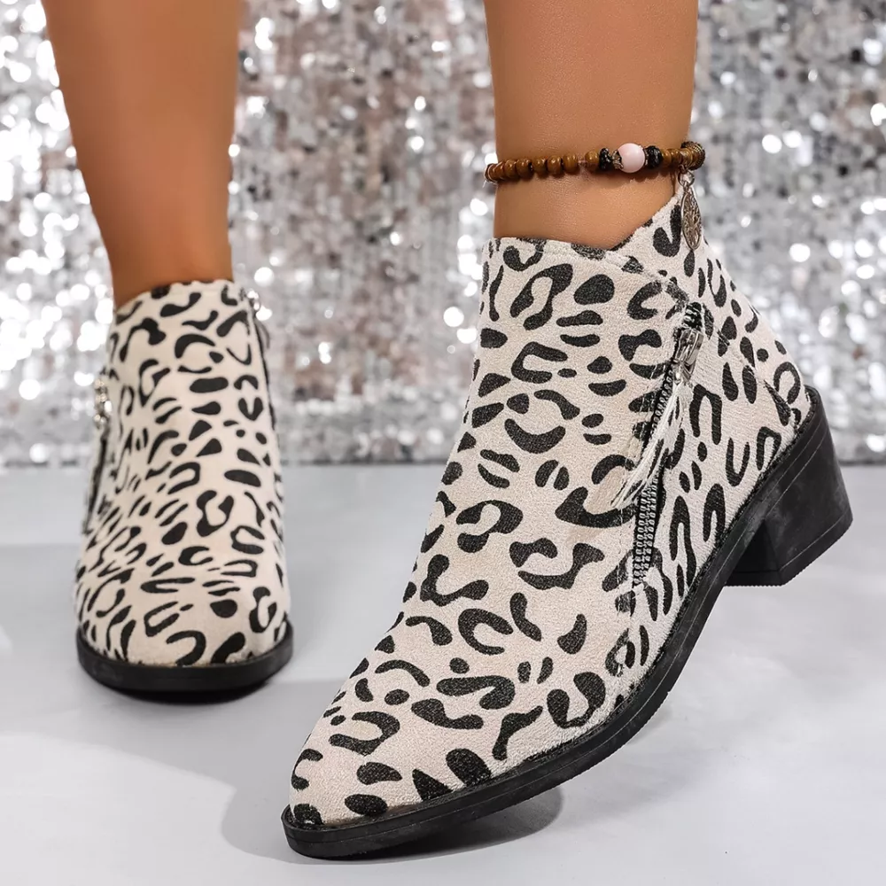 Leopard Block Heel Ankle Boots, image 5