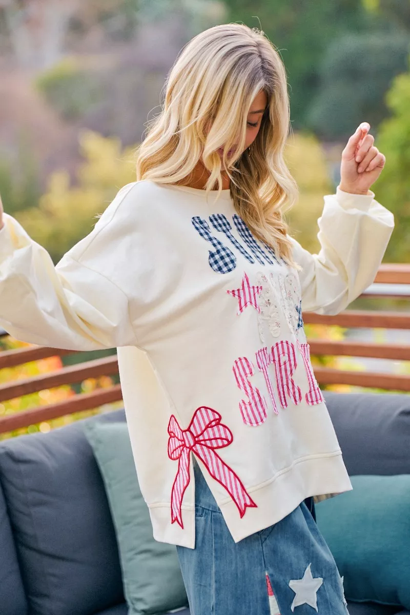BiBi 4th Of July Stars And Stripes Patches Sweatshirt, image 15