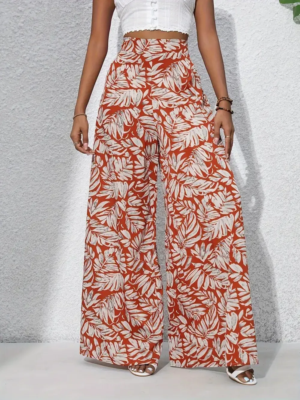 Printed High Waist Wide Leg Pants, image 6