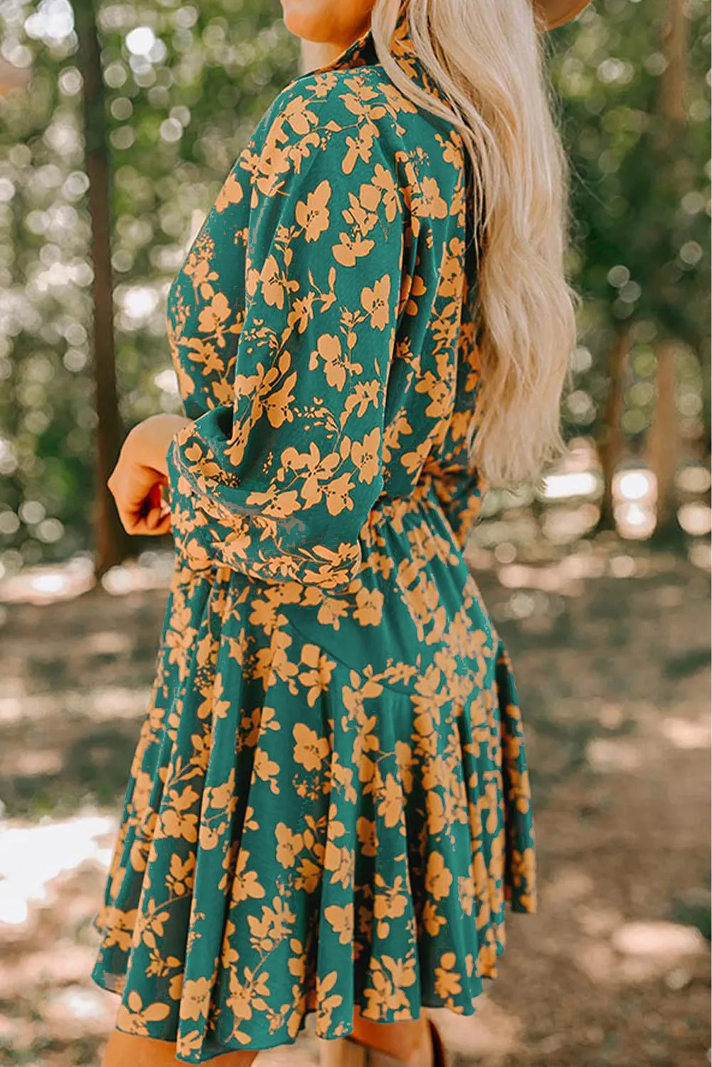 Printed Three-Quarter Sleeve Mini Dress, image 3