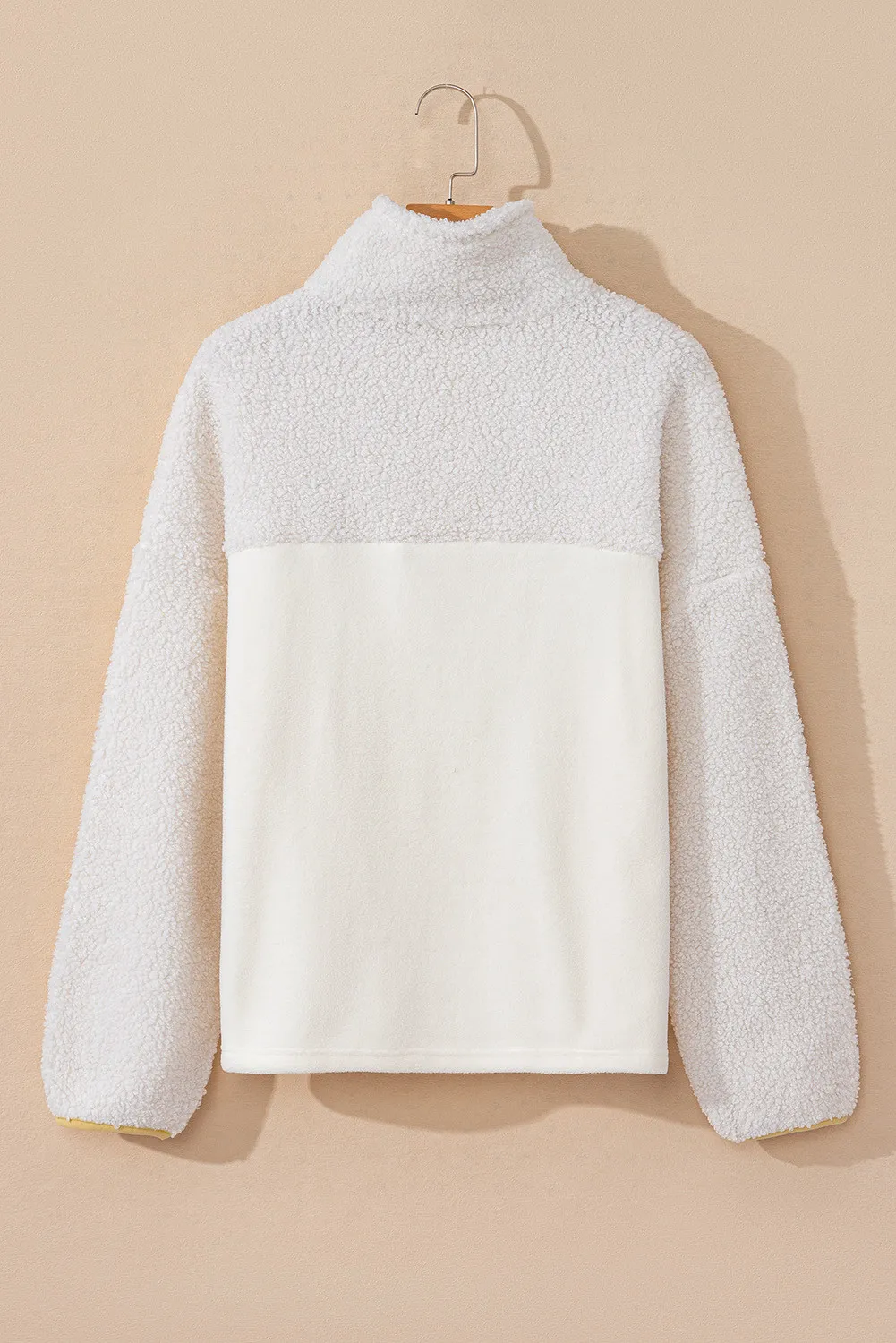 Mock Neck Long Sleeve Sherpa Sweatshirt, image 2