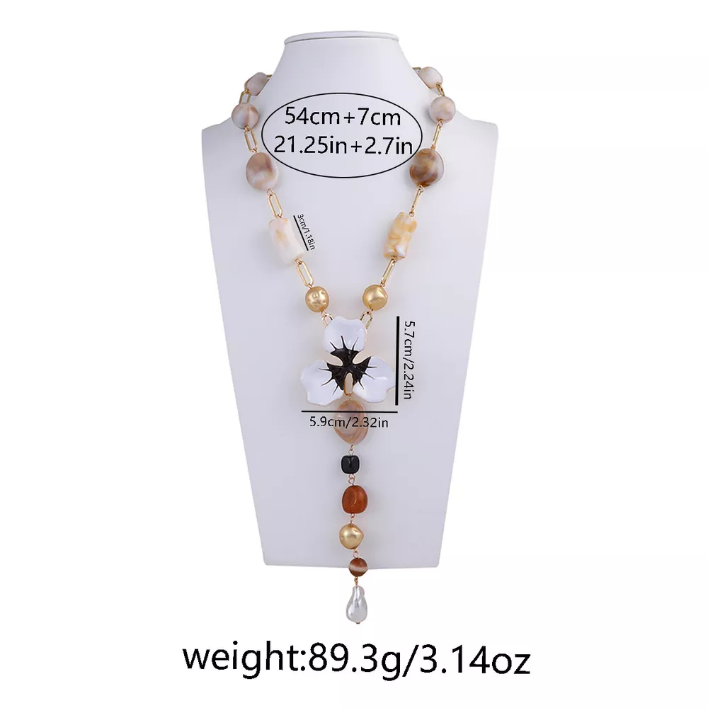 Alloy Dripping Oil Flower Resin Y-Shaped Necklace, image 3