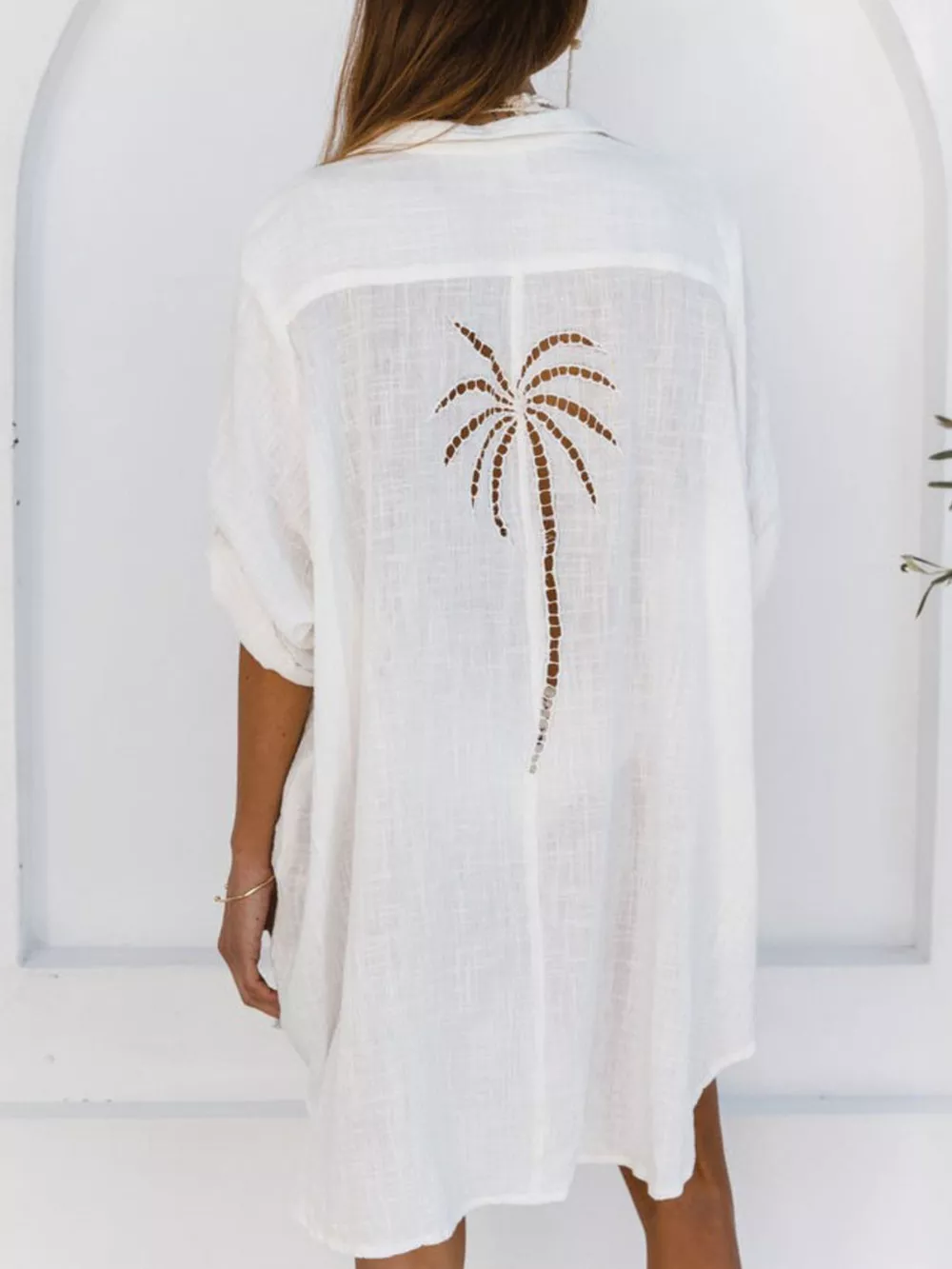 Relaxed Fit Button-Down Shirt Dress, image 4