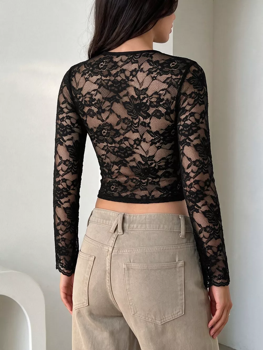Lace Sleeve Square Neck Top, image 6