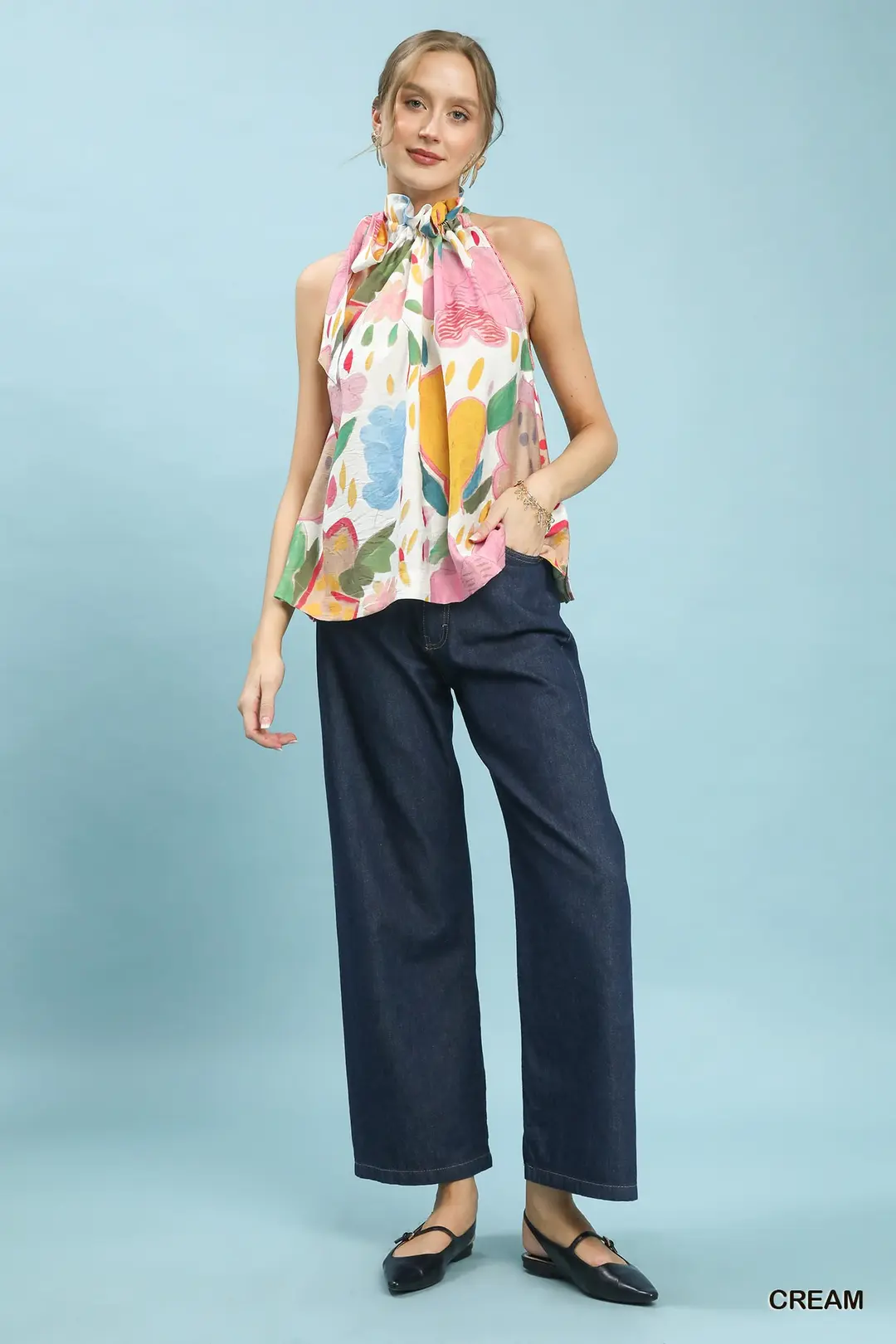 Multi-Color Floral Halter Neck Boho Top, image 5