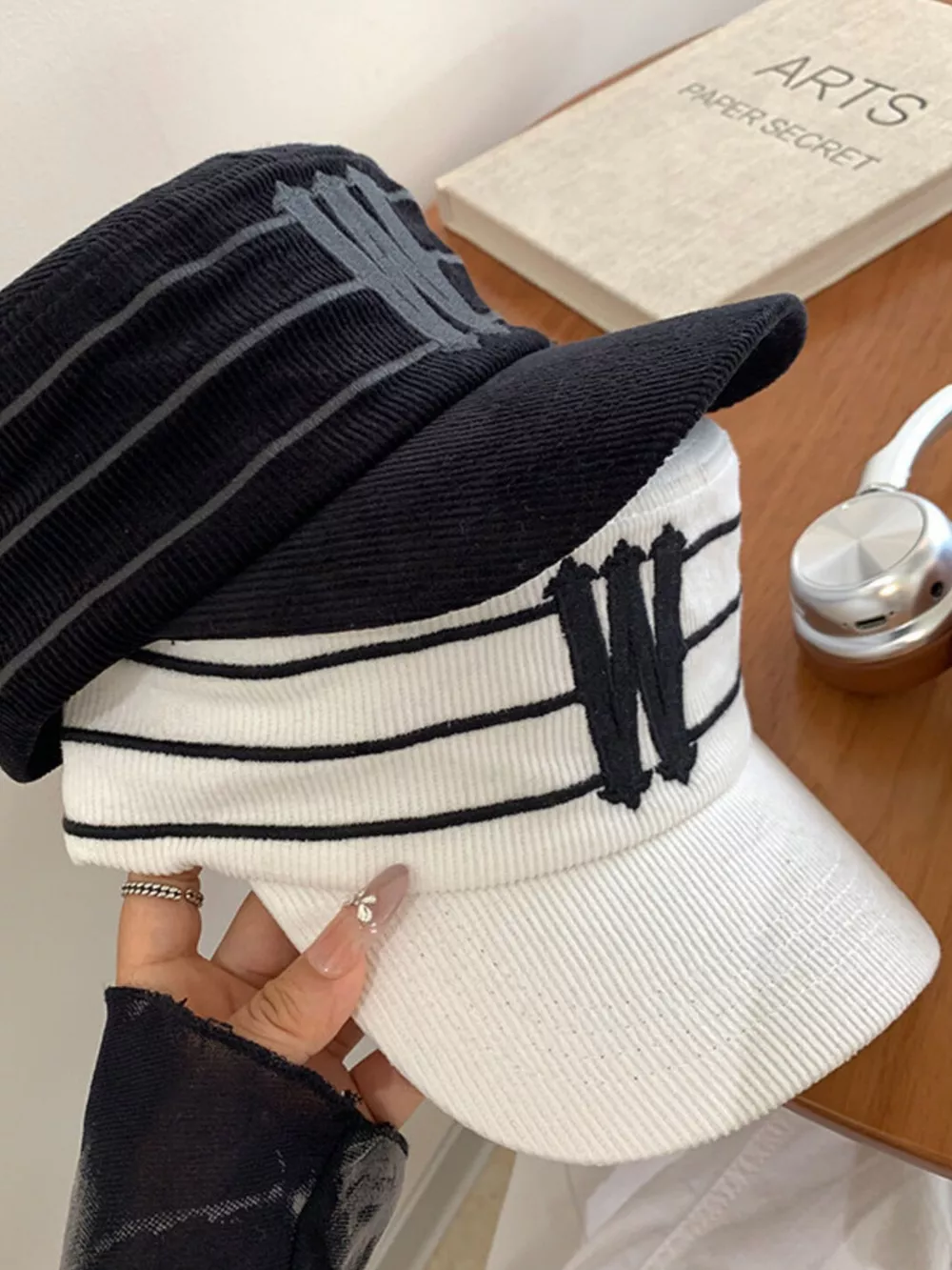 Striped Letter 'W' Baseball Cap, image 3