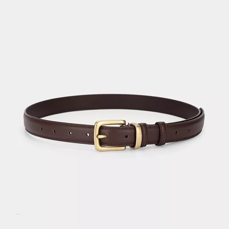 Classic Leather Belt with Golden Buckle, image 5