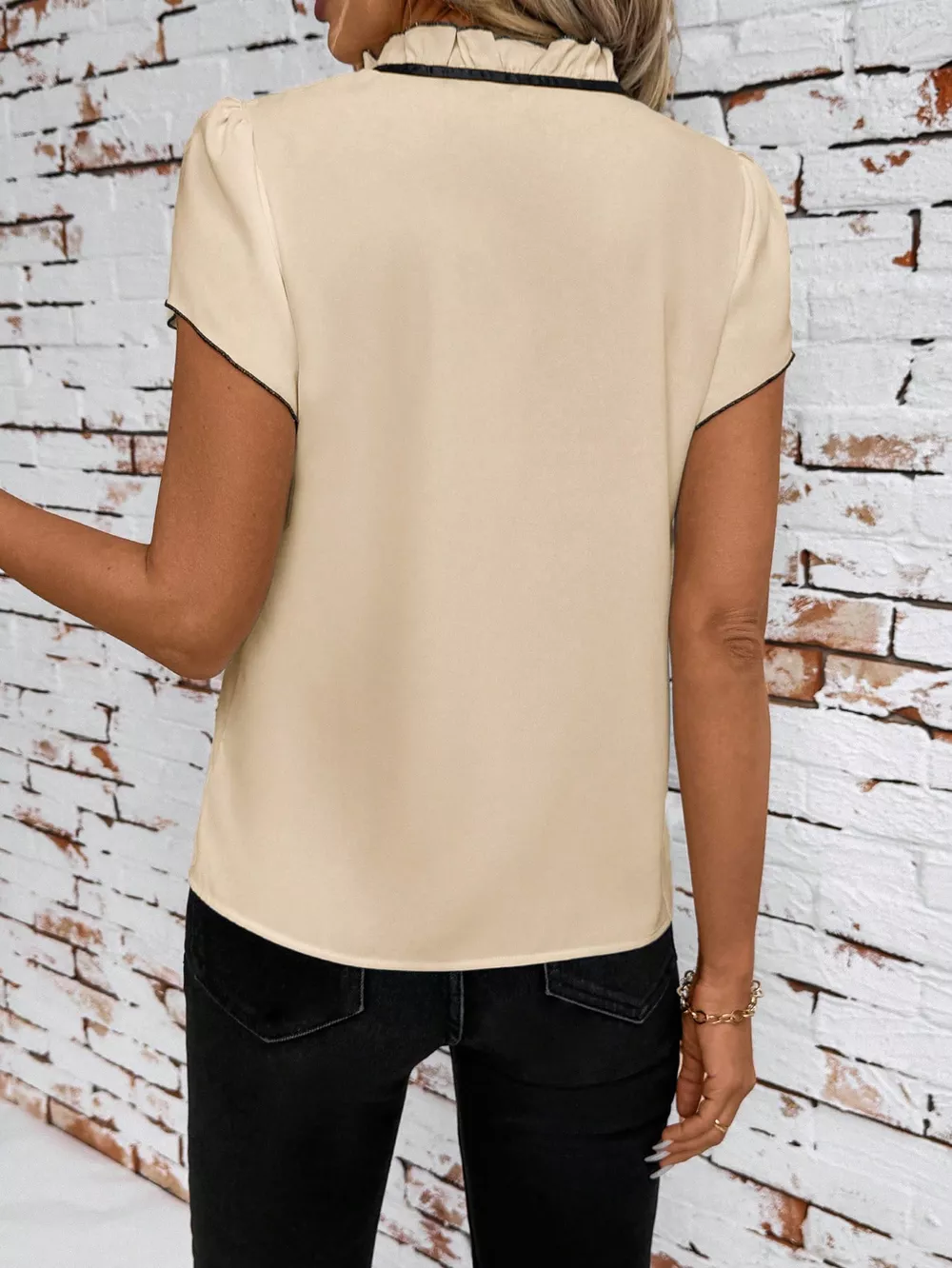 Tie Neck Short Sleeve Blouse, image 6