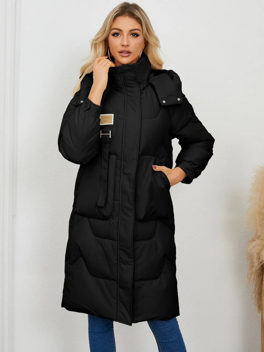 Long Sleeve Longline Hooded Winter Coat, image 10