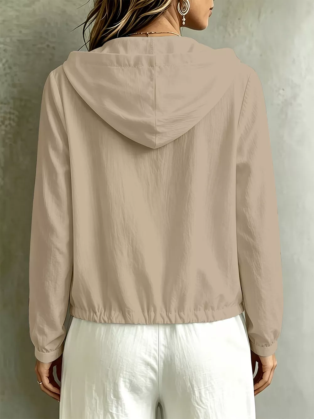 Button Detail Long Sleeve Hooded Blouse, image 5