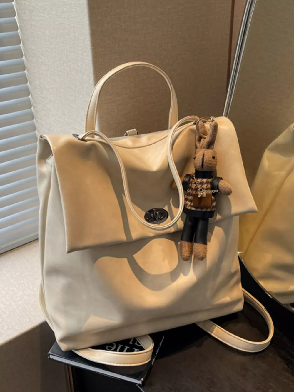 Leather Flap Backpack Bag, image 4