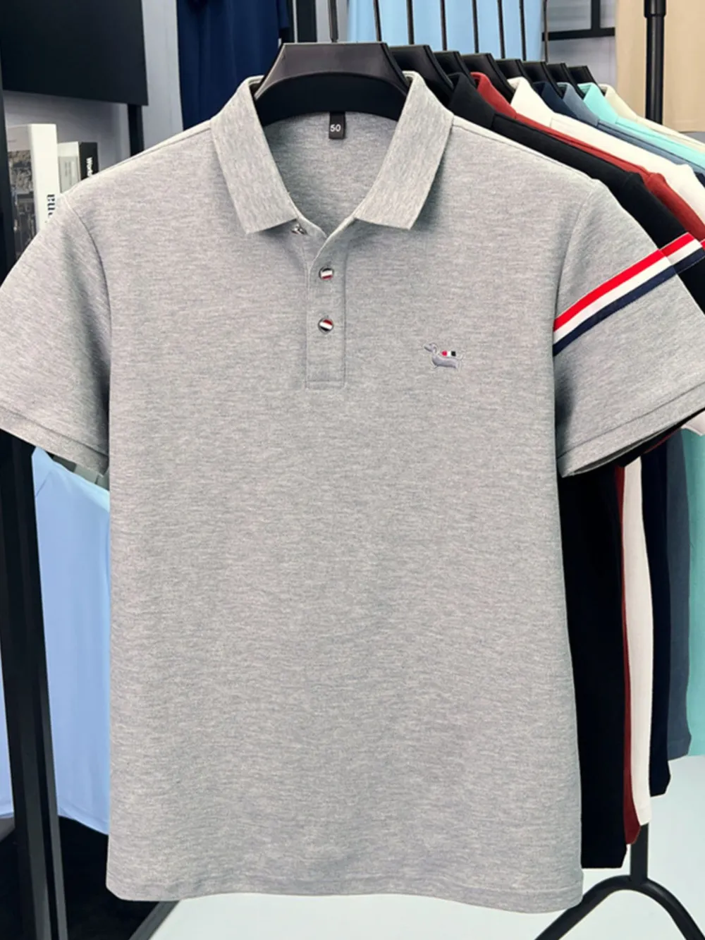 Men's Plus Size Button Detail Short Sleeve Polo, image 3