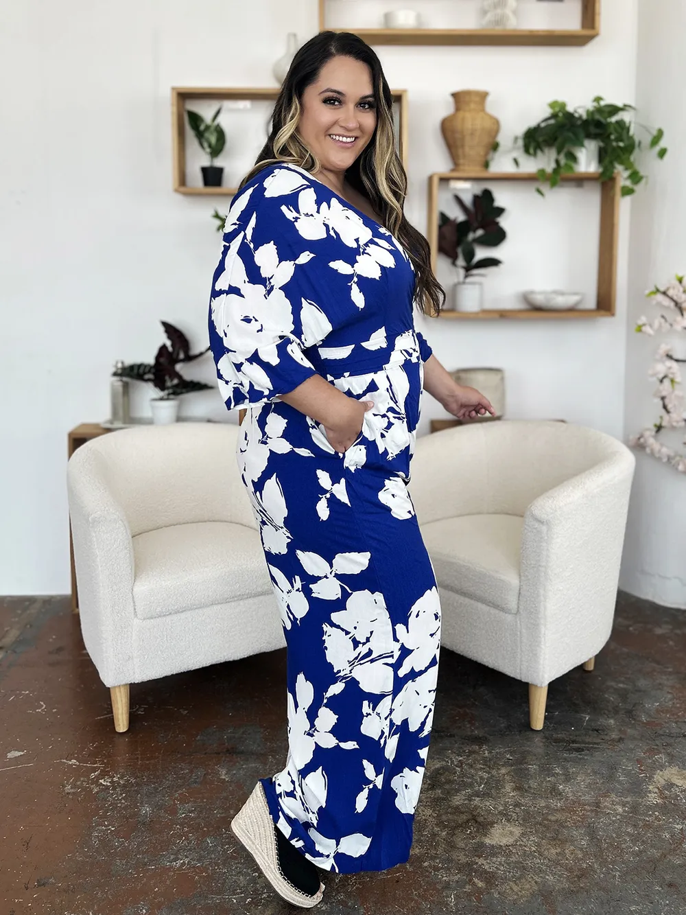 Full Size Printed Tie Back Wide Leg Jumpsuit, image 4