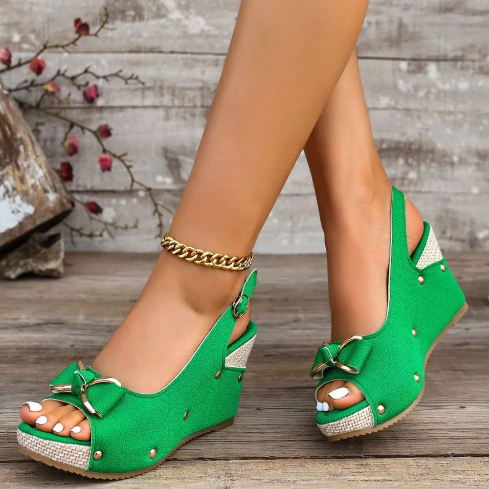 Peep Toe Wedge Sandals, image 12