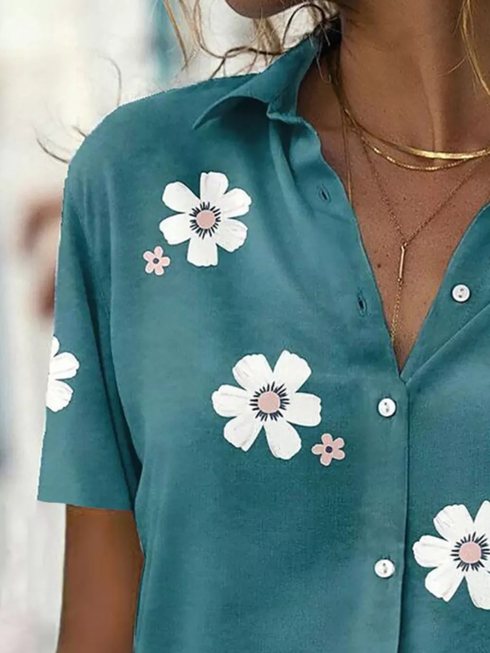 Full Size Floral Print Button-Down Casual Shirt Plus Size, image 8