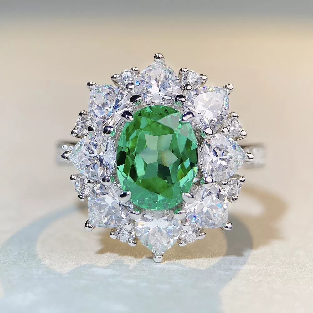 925 Sterling Silver Zircon Flower Ring, image 4
