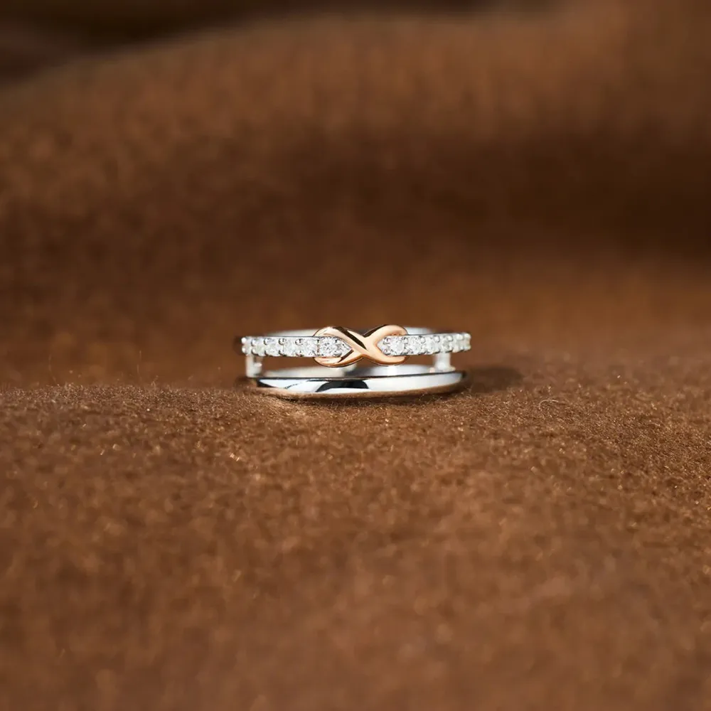 Double-Layered Zircon 925 Sterling Silver Ring, image 4