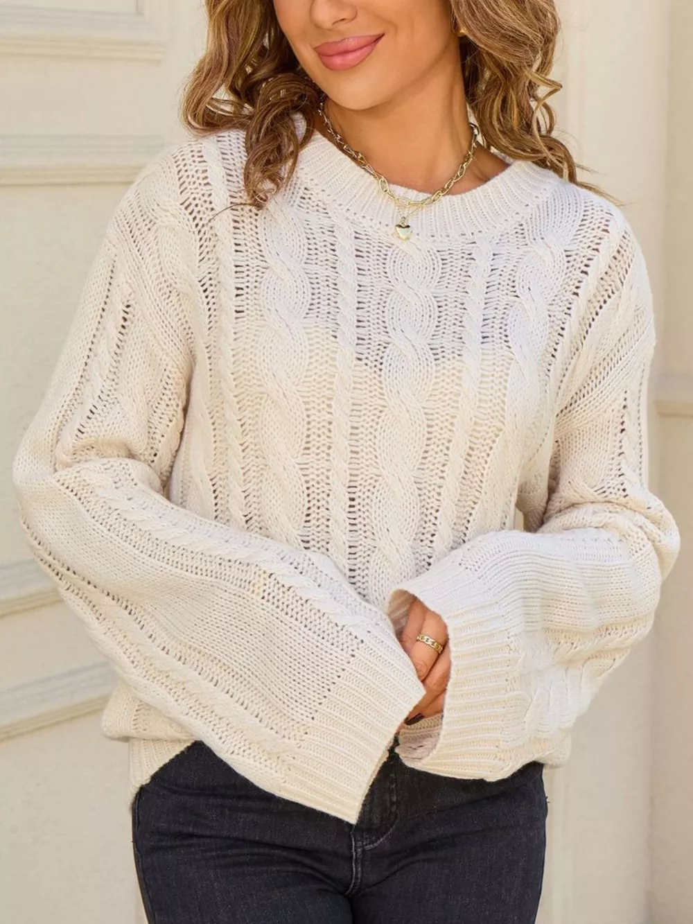 Cable Knit Long Sleeve Sweater, image 21