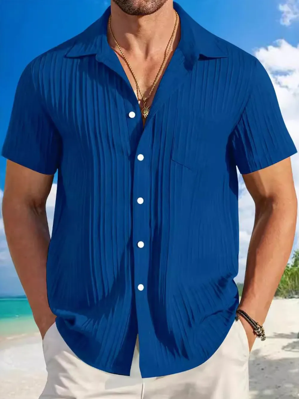 Men's Full Size Button Up Short Sleeve Shirt Plus Size, image 2