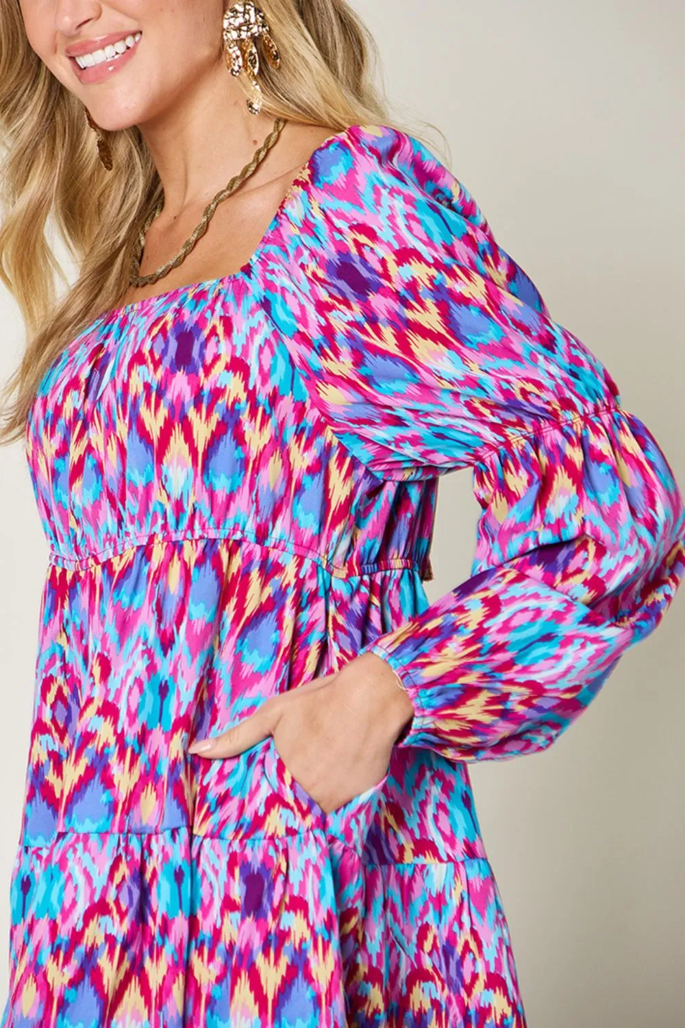 Full Size Printed Long Sleeve Dress, image 6