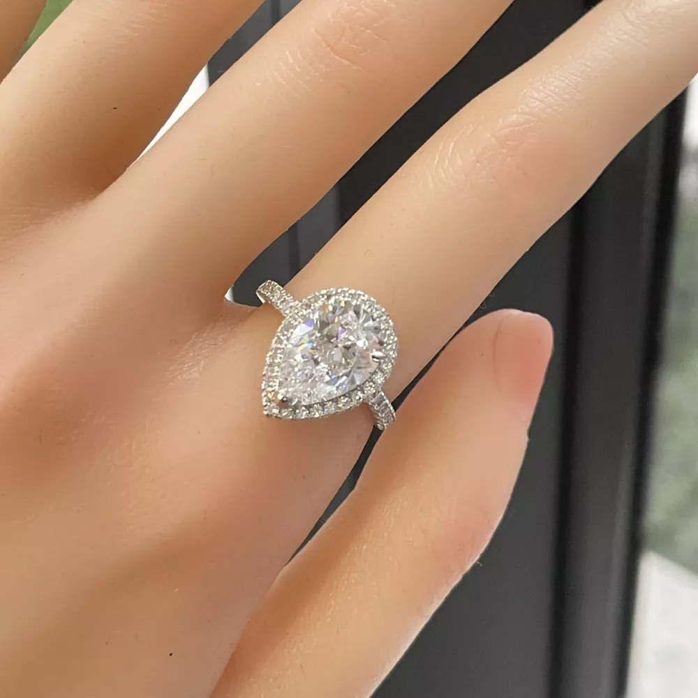 4 Carat 925 Sterling Silver Moissanite Teardrop Ring, image 2