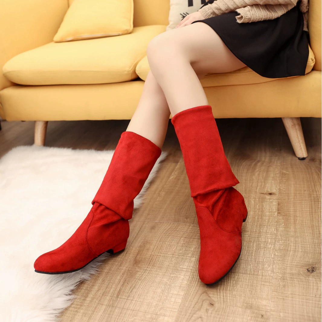 Round Toe Block Heels Boots, image 4