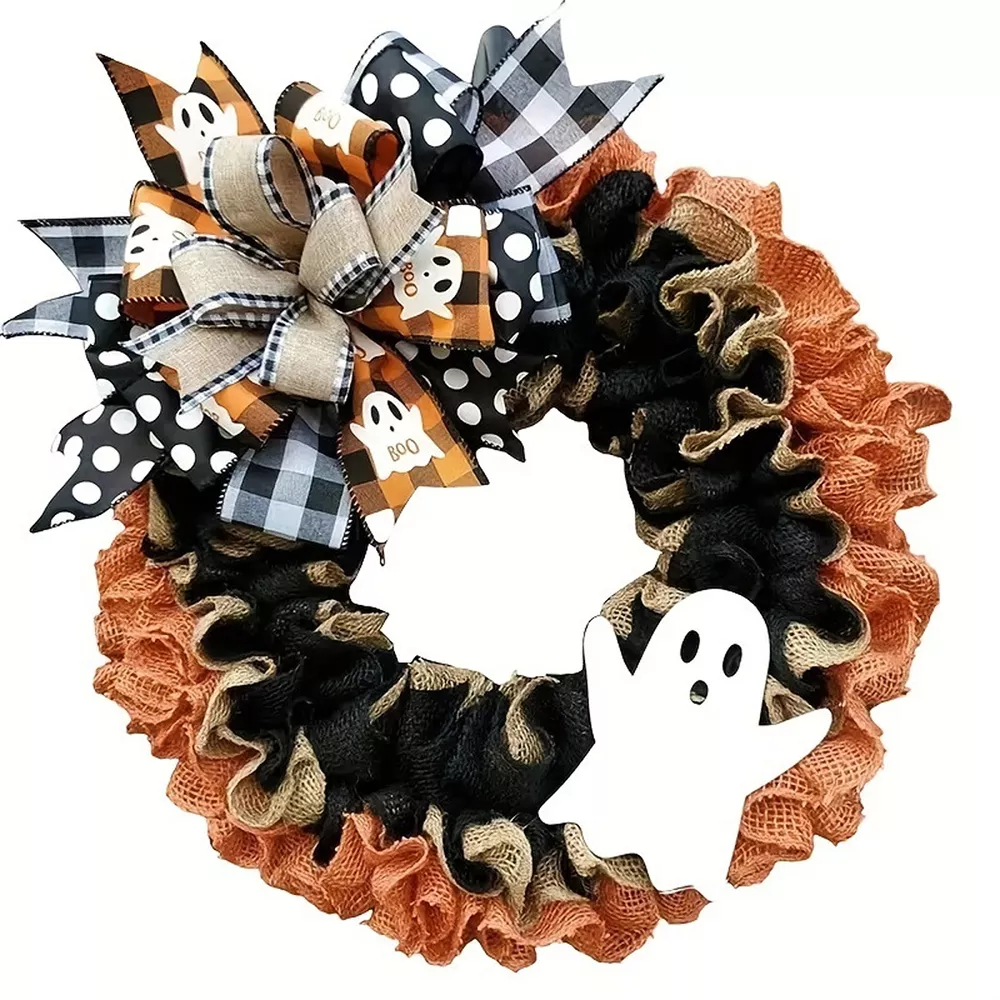 Halloween Decorative Ghost Wreath, image 8