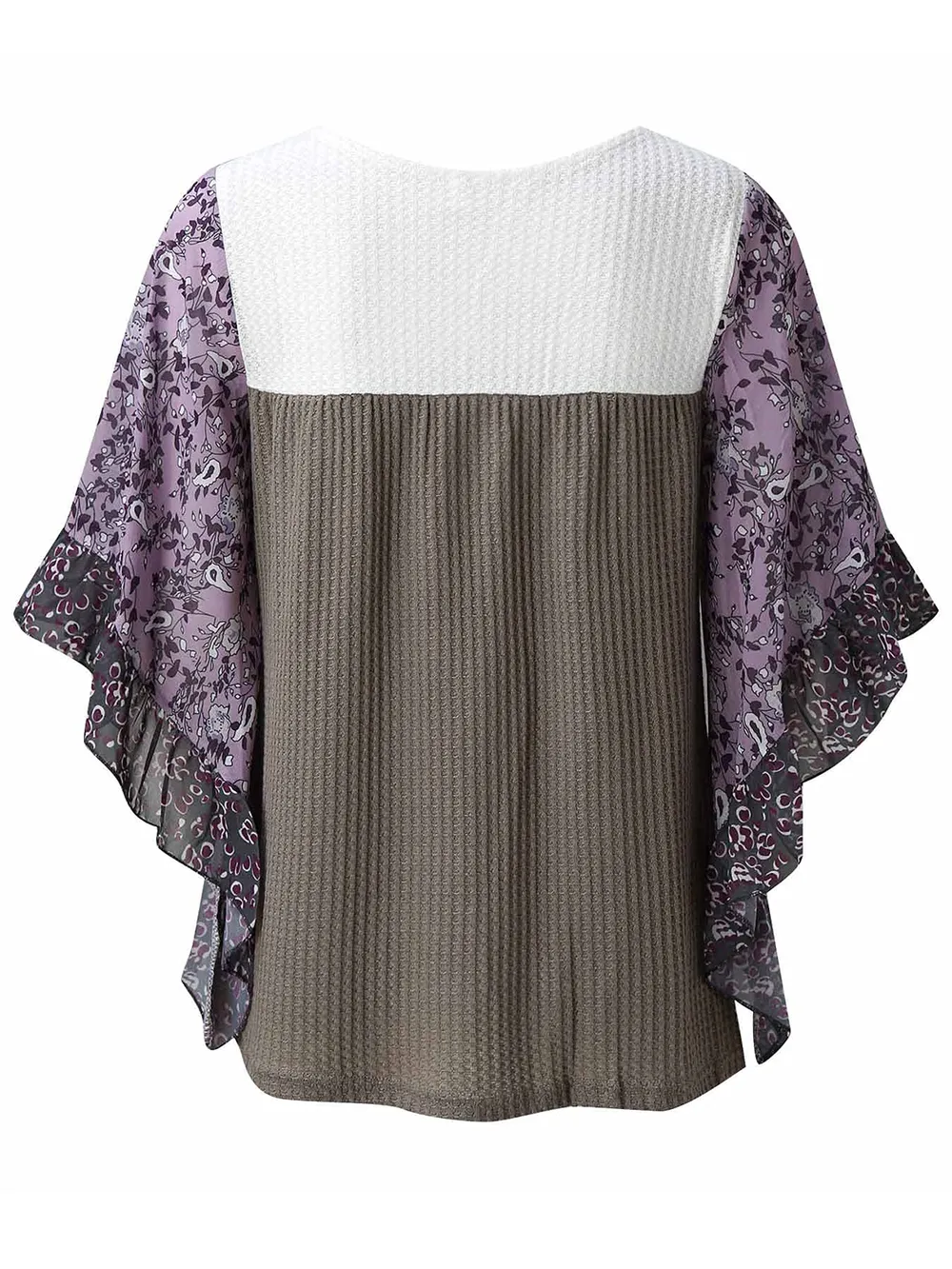 Full Size Printed Round Neck Three-Quarter Sleeve Blouse, image 6