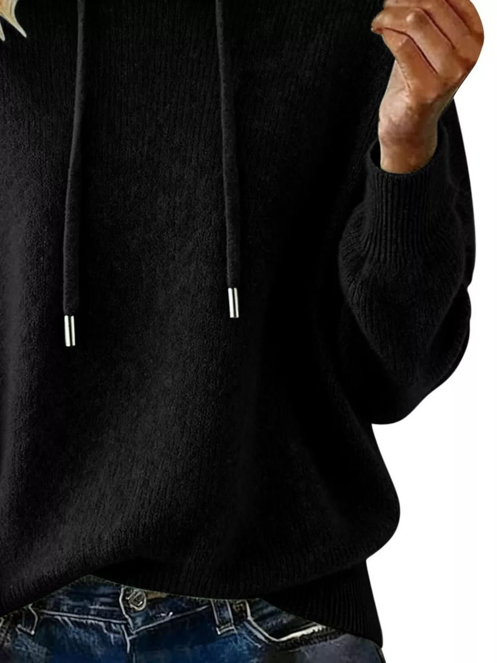 Drawstring Long Sleeve Hooded Sweater, image 7