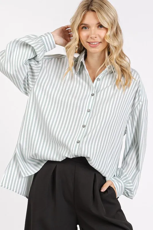 Button Down Striped Long Sleeve Shirt