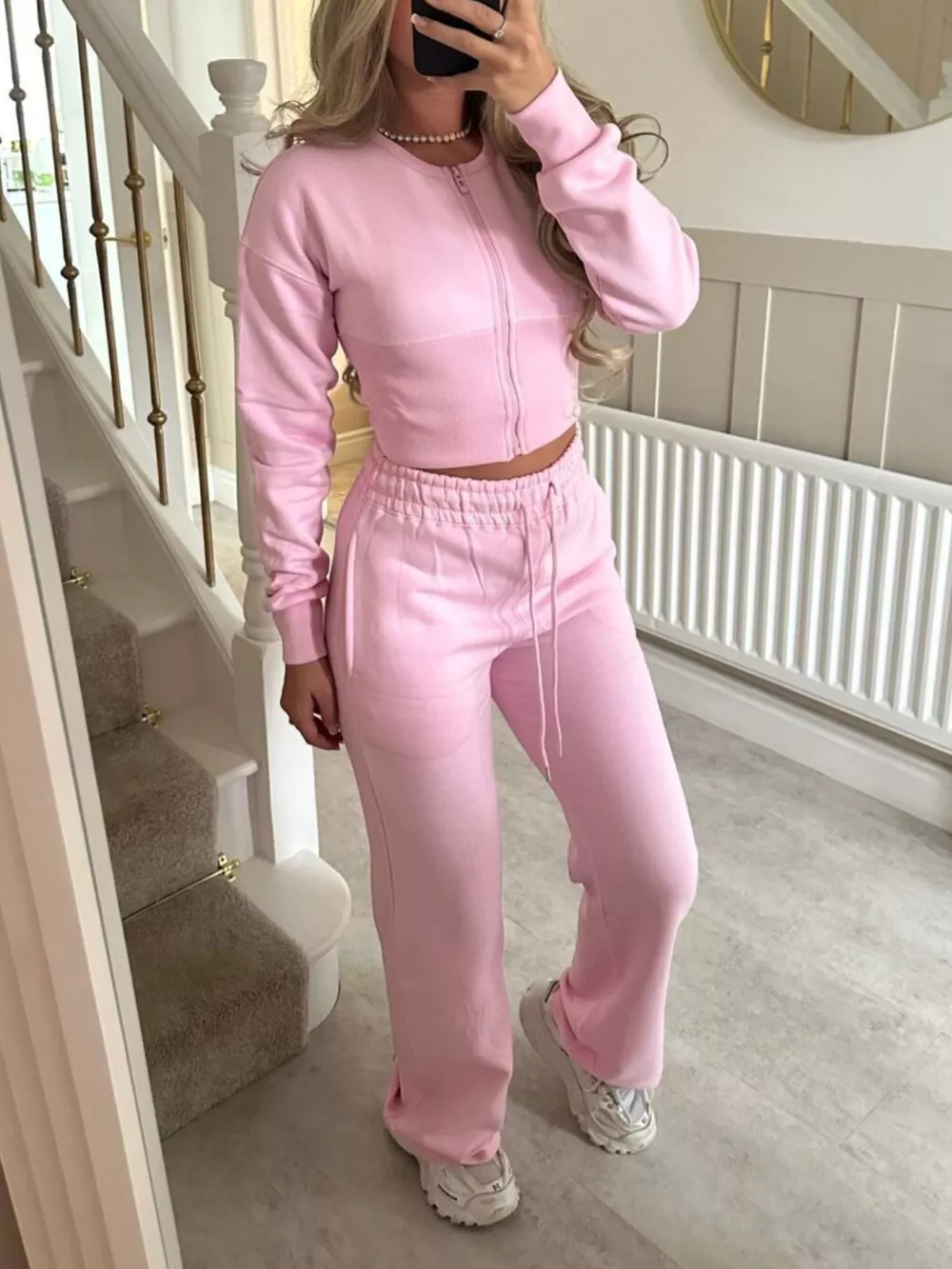 Zip-Up Crop Hoodie and High-Waisted Pants Set, image 20