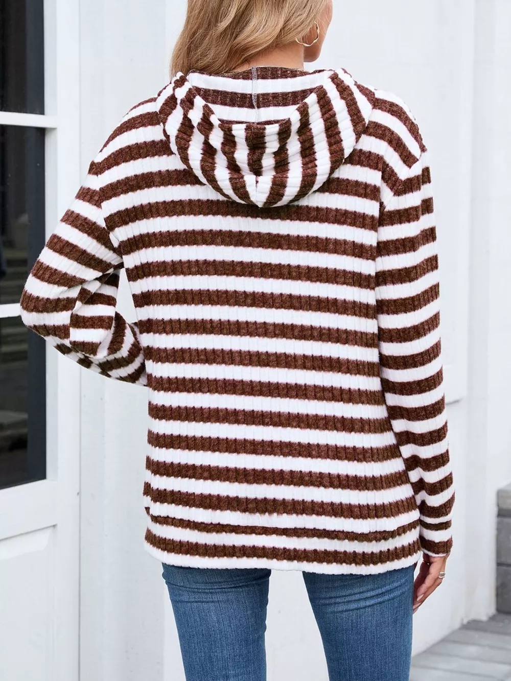 Striped Dropped Shoulder Hoodie, image 22