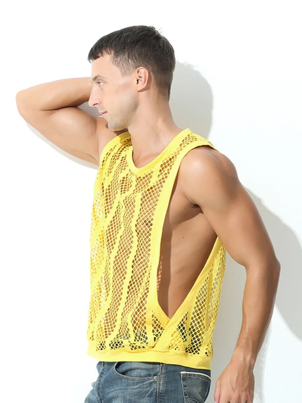 Men's Openwork Round Neck Tank, image 3