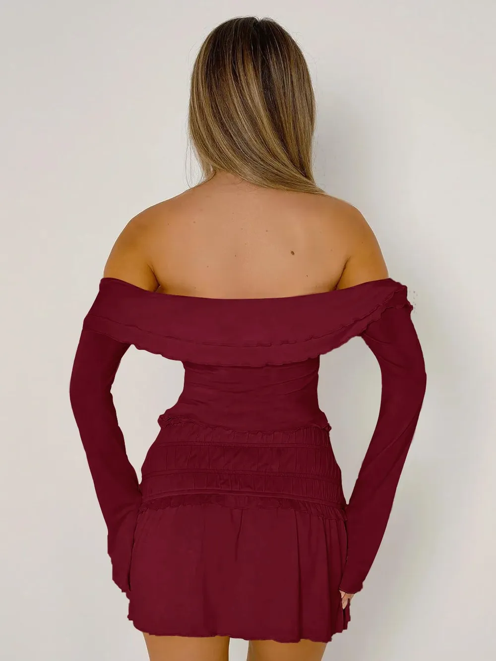 Twisted Ruffled Off-Shoulder Long Sleeve T-Shirt, image 9