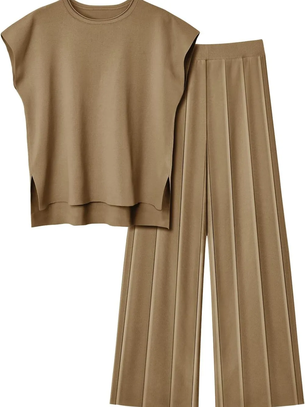 Round Neck Cap Sleeve Top and Pants Knit Set, image 8