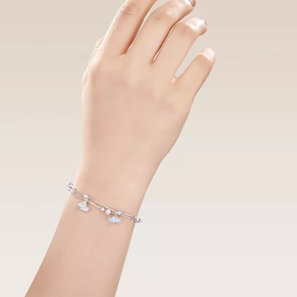 Double Layer Ginkgo Leaf Bracelet, image 4