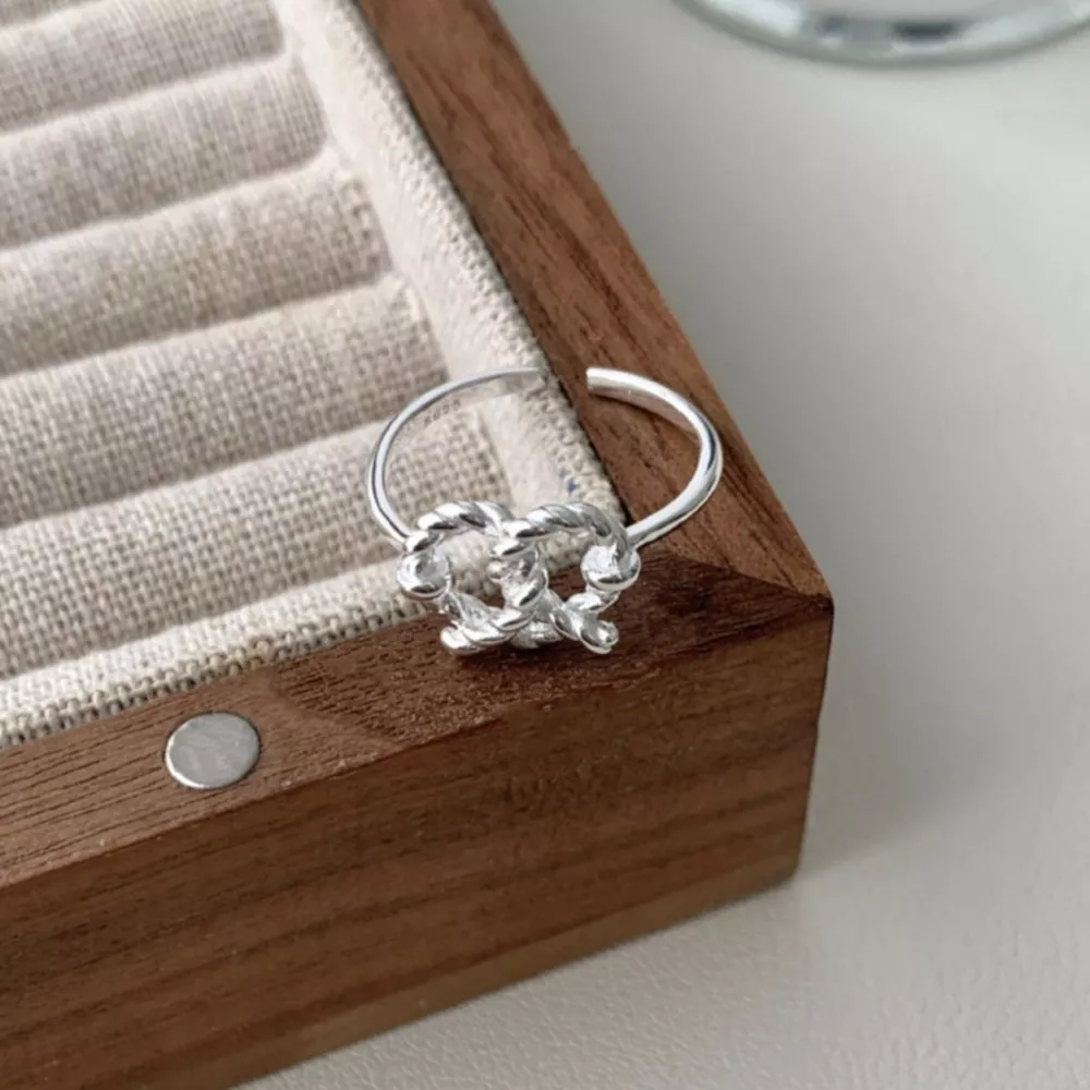925 Sterling Silver Heart Knot Ring, image 5