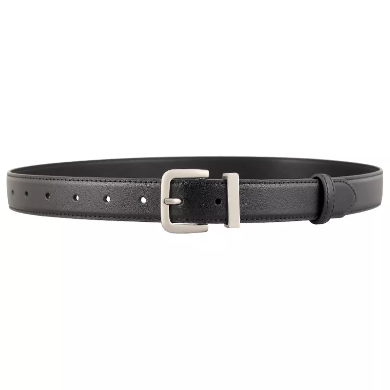 Classic Leather Belt with Silver Buckle, image 3
