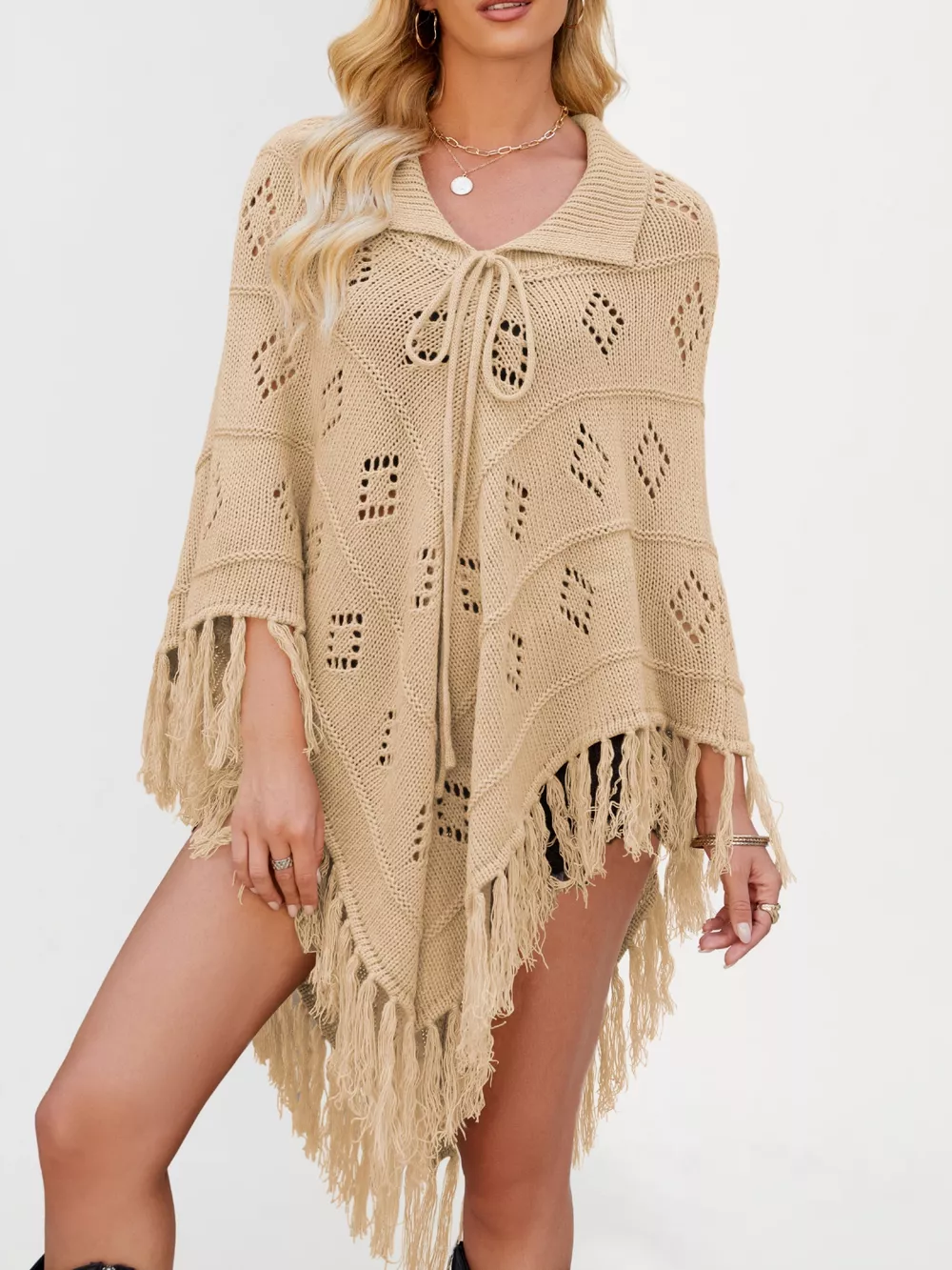 Fringe Openwork Knit Cover Up, image 4