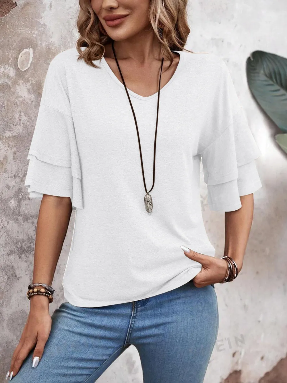 V-Neck Half Sleeve Blouse, image 7