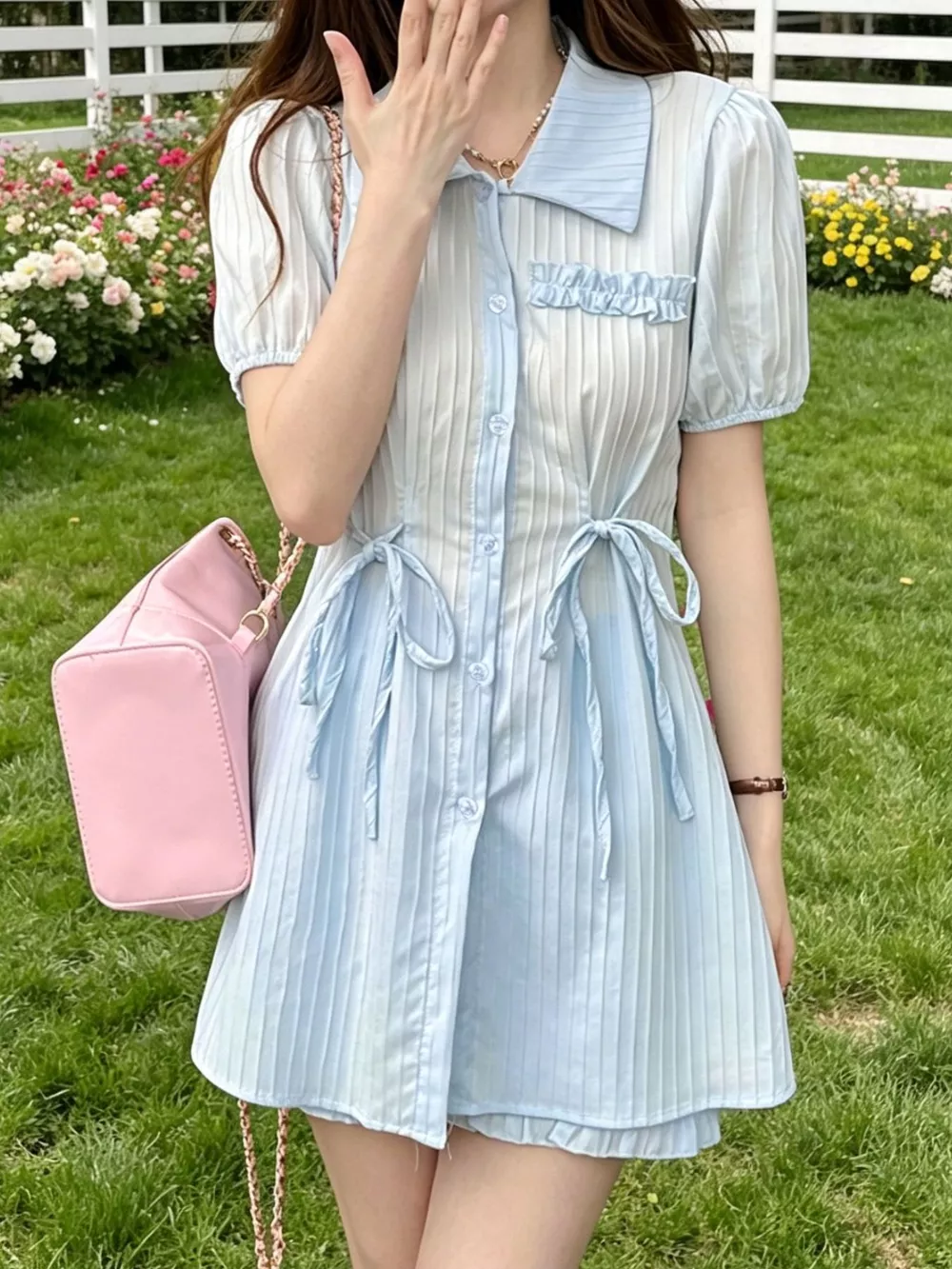 Tied Button Up Shirt and Shorts Set, image 2
