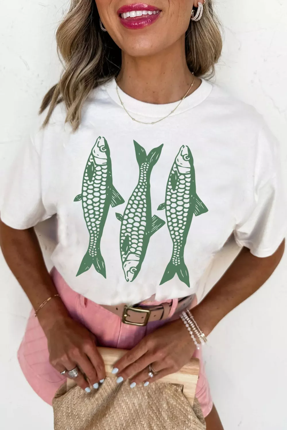 Full Size Unique Fish Graphic Casual Round Neck Tee Plus Size, image 3