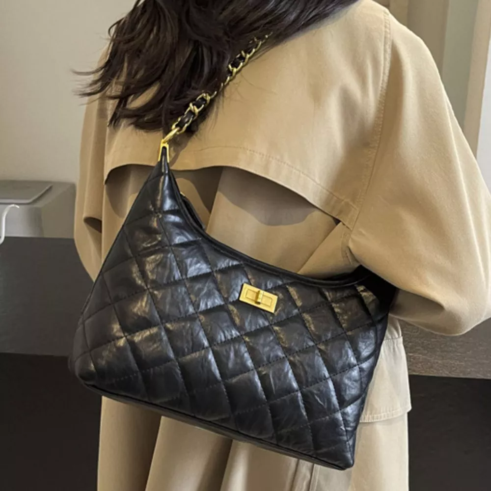 Quilted Leather Chain Crossbody Bag, image 3