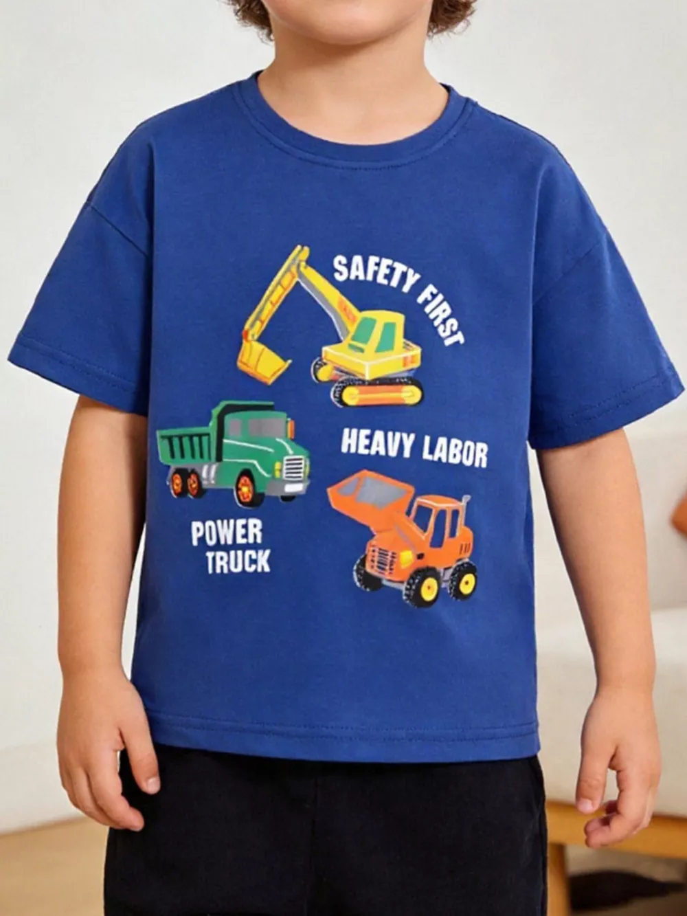 Children's Cartoon Construction Vehicle Graphic Tee