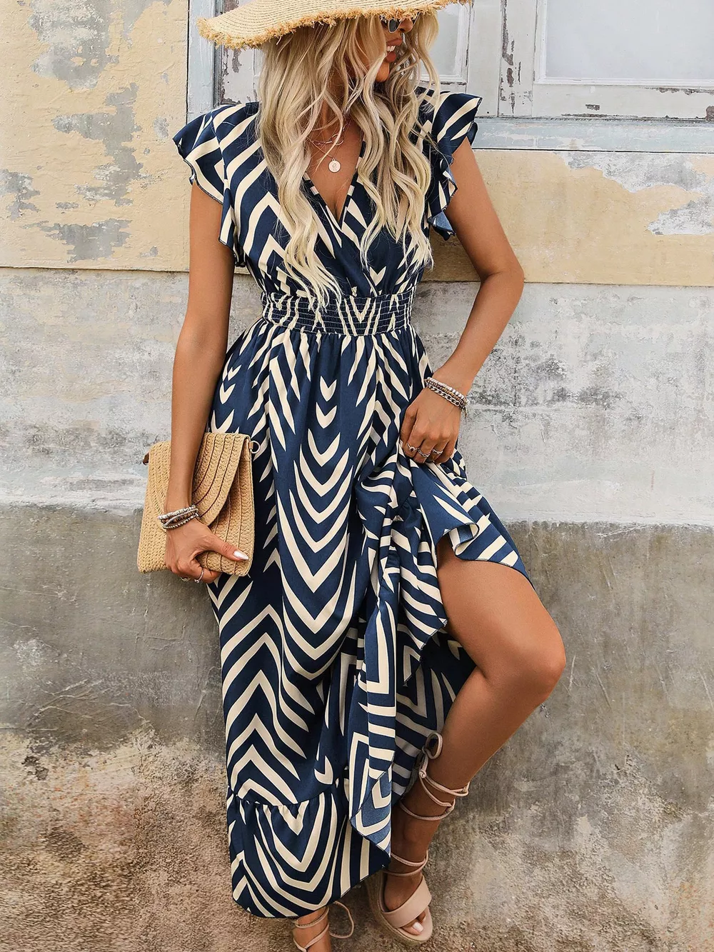 Ruffled Cap Sleeve Midi Dress, image 10